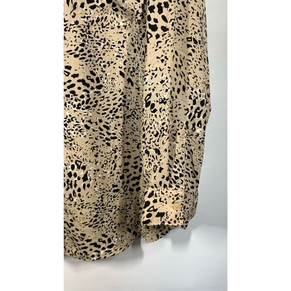 Maurices Womens Animal Print Long Sleeve Button Down Shirt Tan And Black Size 3X - Picture 3 of 8
